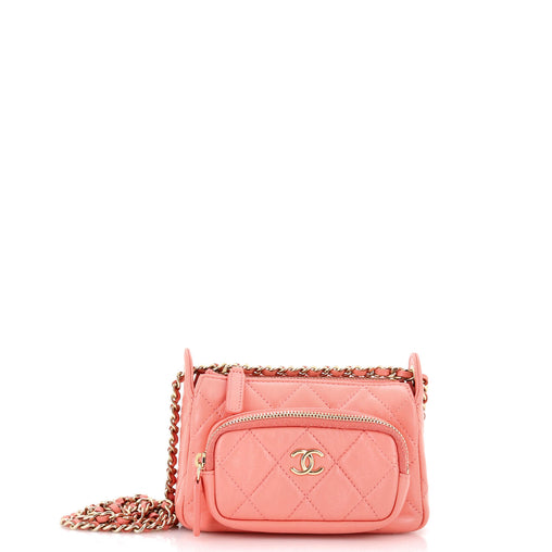 CHANELバッグ Chanel CC Front Pocket Zip Clutch with Chain Quilted Lambskin Mini