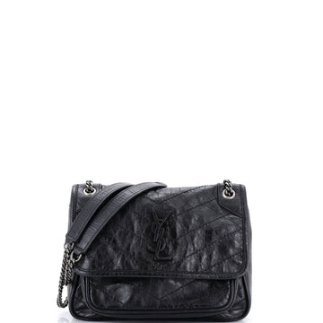 Saint Laurent Niki Chain Flap Bag Matelasse Chevron Leather Baby