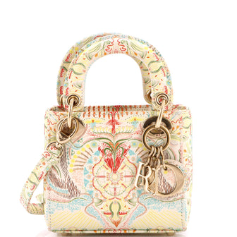 Christian Dior Lady Dior Bag Beaded Embroidered Leather Micro
