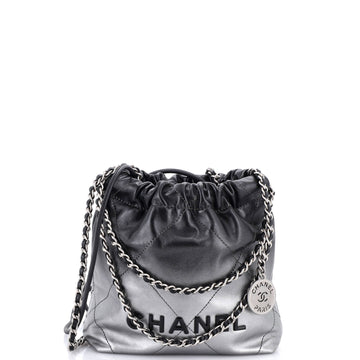 Chanel 22 Chain Hobo Quilted Metallic Degrade Calfskin Mini