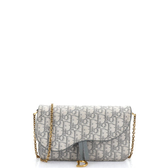 Christian Dior Saddle Chain Clutch Oblique Canvas