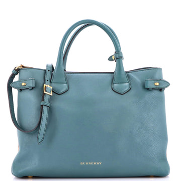 Burberry Banner Tote Leather and House Check Canvas Medium
