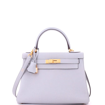 Hermes Kelly Handbag Blue Togo with Gold Hardware 28