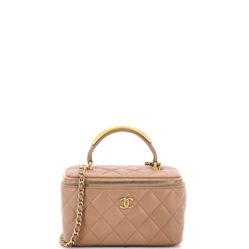 Chanel Classic Top Handle Vanity Case with Chain Quilted Lambskin Small
