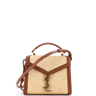 Saint Laurent Cassandra Top Handle Bag Canvas with Leather Mini