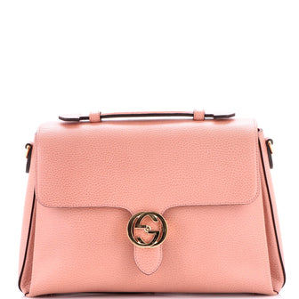 Gucci Interlocking Top Handle Bag Leather Medium