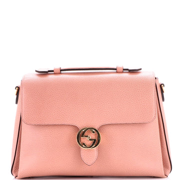 Gucci Interlocking Top Handle Bag Leather Medium