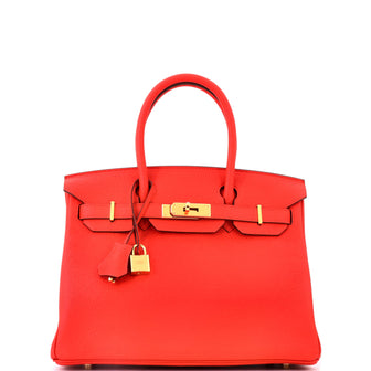 Hermes Birkin Handbag Red Togo with Gold Hardware 30