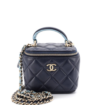 Chanel Classic Top Handle Vanity Case with Chain Quilted Lambskin Mini