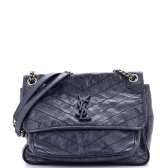 Saint Laurent Niki Chain Flap Bag Matelasse Chevron Leather Medium