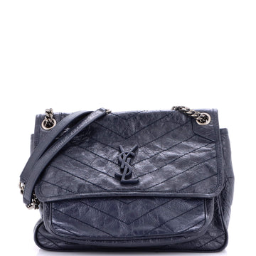 Saint Laurent Niki Chain Flap Bag Matelasse Chevron Leather Medium