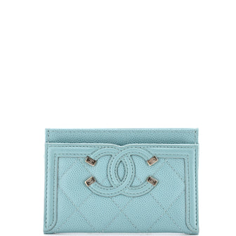 Chanel Filigree Card Holder Quilted Caviar