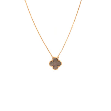 Van Cleef & Arpels Vintage Alhambra Pendant Necklace 18K Rose Gold and Grey Mother of Pearl