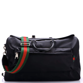 Gucci Convertible Front Pocket Web Duffle Bag Nylon Large