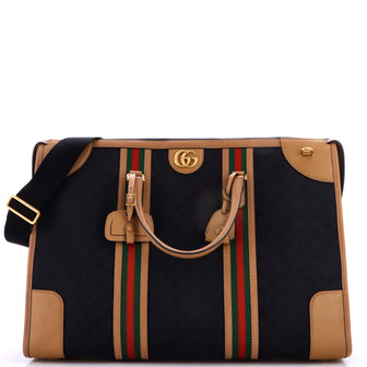 Gucci Bauletto Duffle Bag GG Canvas with Leather XL