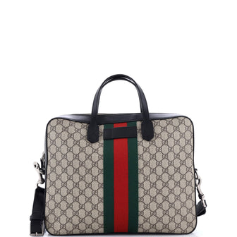 Gucci Web Zip Around Briefcase GG Coated Canvas Medium