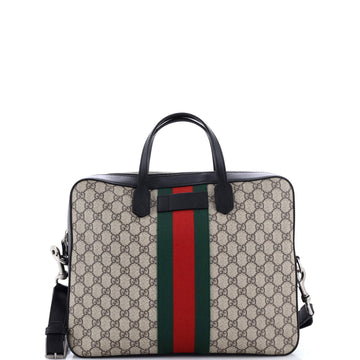 Gucci Web Zip Around Briefcase GG Coated Canvas Medium