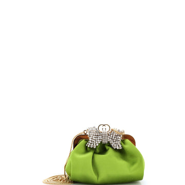 Gucci Crystal Bow Chain Clutch Satin