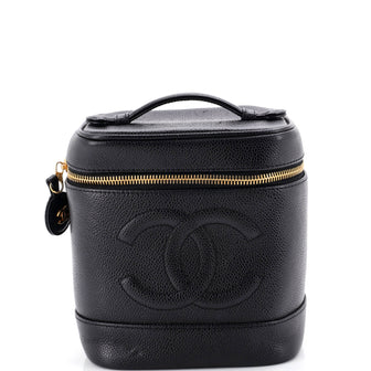 Chanel Vintage Timeless Cosmetic Case Caviar Tall
