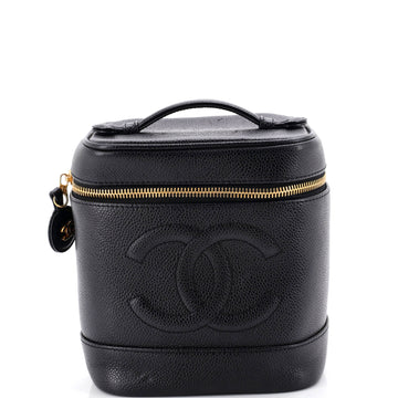 Chanel Vintage Timeless Cosmetic Case Caviar Tall