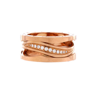 Bvlgari B.Zero1 Design Legend Zaha Hadid Three Band Ring 18K Rose Gold with Diamonds