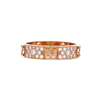 Gucci Stardust Ring 18K Yellow Gold with Pave Diamonds 4mm