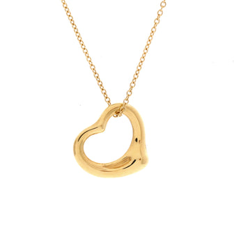 Tiffany & Co. Elsa Peretti Open Heart Pendant Necklace 18K Yellow Gold 16mm
