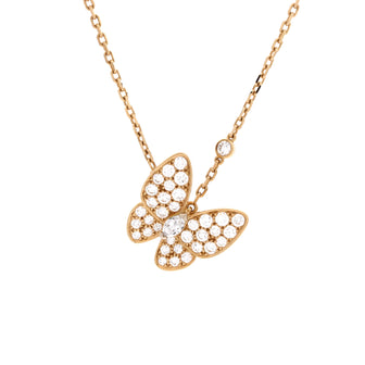 Van Cleef & Arpels Two Butterfly Pendant Necklace 18K Yellow Gold with Diamonds