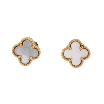 Van Cleef & Arpels Sweet Alhambra Stud Earrings 18K Yellow Gold and Mother of Pearl