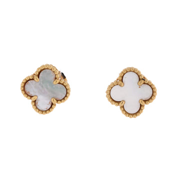 Van Cleef & Arpels Sweet Alhambra Stud Earrings 18K Yellow Gold and Mother of Pearl