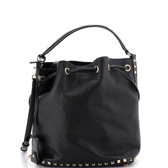 Valentino Garavani Rockstud Top Handle Bucket Bag Leather Medium