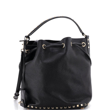 Valentino Garavani Rockstud Top Handle Bucket Bag Leather Medium