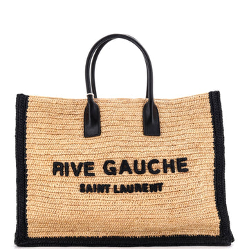 Saint Laurent Rive Gauche Shopper Tote Raffia Maxi