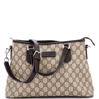 Gucci Convertible Zip Tote GG Coated Canvas with Leather Small