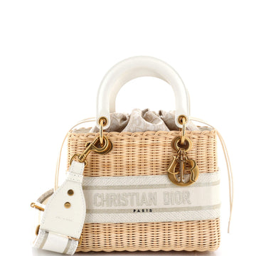Christian Dior Lady Dior Bag Wicker and Oblique Canvas Medium