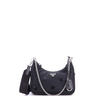 Prada Re-Edition 2005 Shoulder Bag Sequin Embellished Tessuto Small