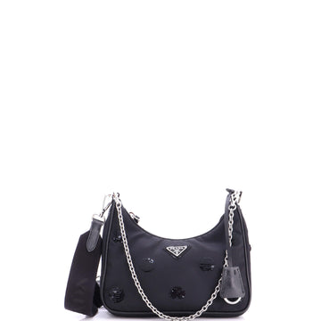 Prada Re-Edition 2005 Shoulder Bag Sequin Embellished Tessuto Small