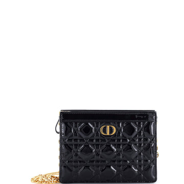 Christian Dior Caro Zipped Pouch With Chain Cannage Quilt Patent