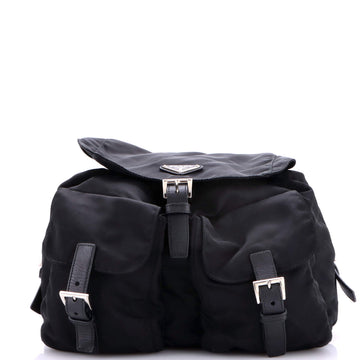 Prada Double Pocket Buckle Backpack Tessuto Medium