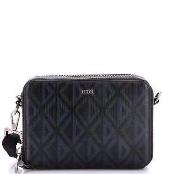 Christian Dior Double Zip Crossbody Pouch CD Diamond Coated Canvas