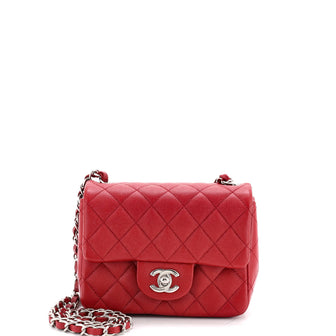 Chanel Square Classic Single Flap Bag Quilted Caviar Mini