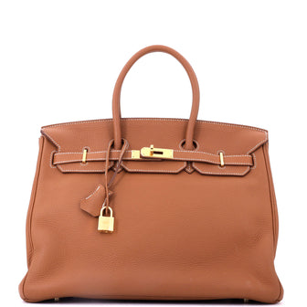 Hermes Birkin Handbag Brown Togo with Gold Hardware 35