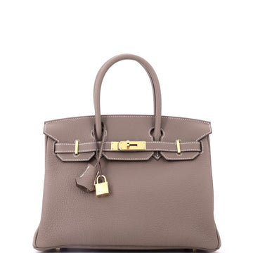 Hermes Birkin Handbag Grey Togo with Gold Hardware 30