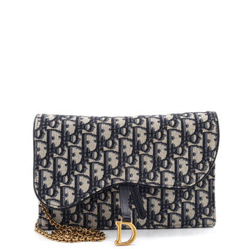 Christian Dior Saddle Chain Clutch Oblique Canvas