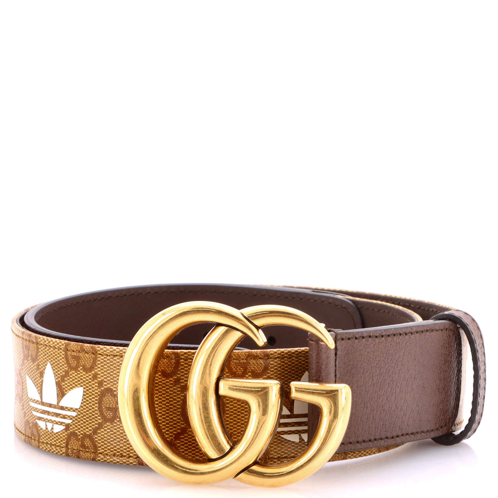 GUCCI　グッチ　CINTURA GUCCI シマベルト　ブラウン　未使用 Gucci x adidas GG Marmont Belt GG Coated Canvas and Leather 75 429164