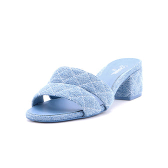 Chanel Women's CC Mule Sandals Quilted Denim