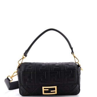 Fendi Baguette NM Bag Zucca Embossed Leather Medium
