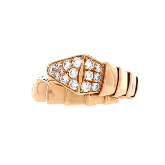 Bvlgari Serpenti Viper One-Coil Ring 18K Rose Gold with Diamonds Wide