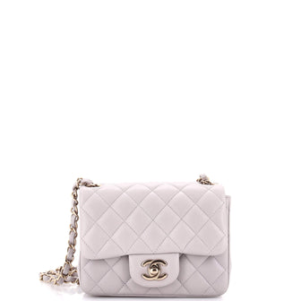Chanel Square Classic Single Flap Bag Quilted Lambskin Mini