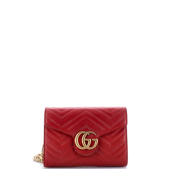 Gucci GG Marmont Chain Wallet Matelasse Leather Mini